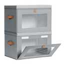 Large Closet Storage Organizer - Clothes Storage Bins with Handles & Window, Collapsible Decorative Boxes with Lids, Fabric Containers for Living Room, Dorm, 2 Pack, Grey