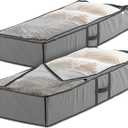 Under Bed Storage Bins - Pack Of 2 Under The Bed Storage Containers For Clothes, Blankets, Winter Clothing, & Shoes - Underbed Storage Containers With Handles, Dual Zippers, & Clear Top