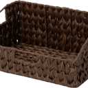 GRANNY SAYS Wicker Storage Basket for Shelves, Large Wicker Basket with Handles, Trapezoid Woven Baskets for Storage, Decorative Baskets for Home Decor, Brown (10"D x 15"W x 7"H)