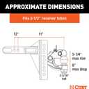 CURT 45908 Adjustable Pintle Hitch Combination, 2-1/2-Inch Receiver, 6-Inch Drop, 2-5/16-Inch Ball, 20,000 lbs