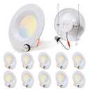 12 Pack 5/6 Inch 5CCT LED Recessed Downlight, Can Lights with Baffle Trim, Wet Rated, E26 Base, 10.5W=85W, CRI 90, Dimmable, Simple Retrofit Installation, Energy Star & ETL Listed