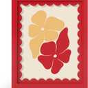 8x10 Picture Frame with Real Glass, Wooden cute 8 x 10 Photo Frame with Wavy Mat for Tabletop and Wall Hanging, Red, 1 Pack