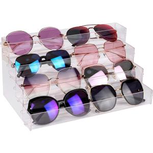 Sunglasses Organizer Countertop Stand, 4 Tier Sunglass Holder Display Rack, Nail Polish Organizer Acrylic Display Stand, Assembly Required