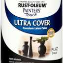 Rust-Oleum 1976502 Painter's Touch Latex Paint, Flat Black 32 Fl Oz, 1 Quarts, (Pack of 1)