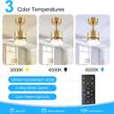 52" Ceiling Fans with Lights and Remote, Quiet DC Motor, 3 Reversible Blades, Modern Gold Ceiling Fan with 3-Color LED Light Fandelier for Bedroom Living Room