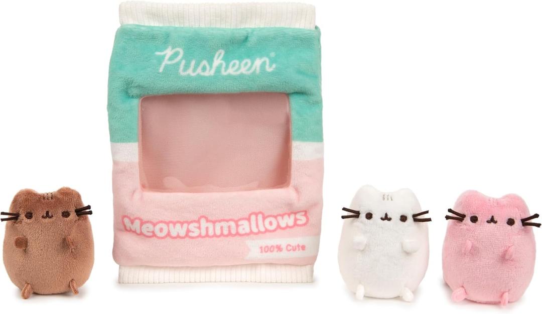 GUND Pusheen Meowshmallows Bag of Treats with Removable Mini Plush, Stuffed Animals for Ages 8 and Up, Pink/Green, 7.5