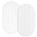 Muslin Bassinet Sheet for Baby Girl Boy, Boho Bassinet Sheets Fitted for Oval Hourglass Rectangular Bassinet Mattress Pad(32"x16"x5.5") 2 Pack, Soft Breathable Rayon Made Form Bamboo, Floral Pink