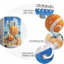 Autumn Pumpkin Shower Curtain Summer Beach Starfish Seagull Waterproof Shower Curtain with Hooks Seasonal Thanksgiving Fall Shower Curtains for Bathroom, Hotel, Stalls, Bathtubs, 72x72 Inch (Orange Blue)