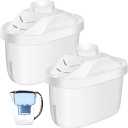 Tujoe 2 Pcs Alkaline Water Filter Replacement Alkaline Water Pitcher Replacement Cartridge for Healthy Drink, 7 Stage Filtration System to Purify