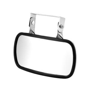 QWORK Stainless Steel Convex Mirror, Over Door Rectangular U-Bracket Rearview Mirror for Tractors, Forklifts, Trucks (1 Pack)