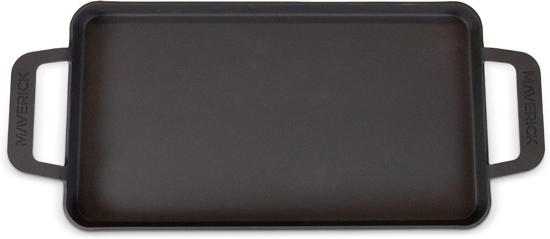 Maverick 22-Inch Preseasoned Carbon Steel Griddle, 4mm Heavy-Duty Flat Top Grill Pan with Raised Edges & Integrated Handles