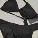 Women Two Piece Bikini Set - Sexy Halter Triangle Bikini Top with High Cut Cheeky Bikini Bottom Swimsuits (Black, S)