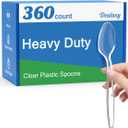 Dealusy 360 Count Clear Plastic Spoons Disposable, BPA-Free, Heat Resistant, Solid and Durable Disposable Spoons Heavy Duty Bulk, Premium Spoons plastic disposable for Party Supply
