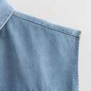 Perbai Womens Cropped Button Down Shirt Summer Collared Sleeveless Loose Denim Top with Pockets (Red, M)