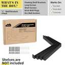 Shelf Bracket, Heavy Duty Floating Shelf Brackets 10-Inch Long, 4-Pack Brackets for Shelves, Black Coated J Shape Metal Wall Shelf Support Brackets with 1/5-Inch Thick and 160 lb. Load Capacity