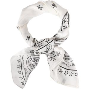 4 x Satin Head Scarf for Women Silky Neck Scarves Bandana Hair Sleeping Night Wrapping Silk Like Square Scarfs Headscarf (27.5 x 27.5 Inch, White Stars)