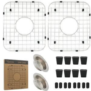 YORZSDI Kitchen Sink Grid 18-7/8" x 16-3/4" - Heavy Duty Kitchen Sink Protector with Built-in Strainer & Rear Drain, Non-Slip Rubber Feet & Scratch Resistant Bottom Guard