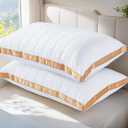 mislili Pillows Standard Size Set of 2, Hotel Quality Gusseted Bed Pillows for Side, Back, Stomach Sleepers, Soft Supportive Gusseted Standard Pillows for Sleeping, Down Alternative Filling