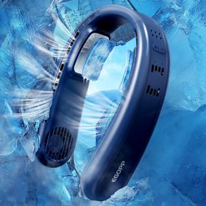 1S Cool Down 30F Neck Fan with Double Semiconductor Coolers, 360 Surrounded Personal Fans Air Conditioner that Blow Cold Air, 8H lasting Portable Fan with 3 Speed, Gifts for Men Women Outdoor Travel (Blue)