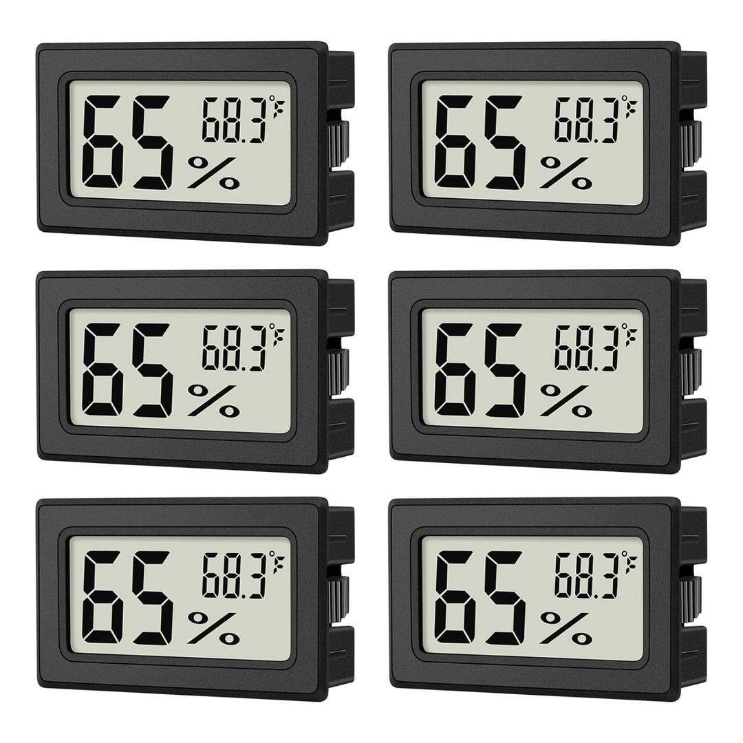 6-Pack Mini Hygrometer Indoor Humidity Meter, Mini Digital Thermometer Humidity Gauge Meter, Indoor Thermometer Hygrometer Monitor Fahrenheit () for Reptile Thermostat, Jars Reptile, Fridge