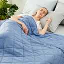 Cozy Bliss Cooling Throw Blanket for Hot Sleepers 50"x70", Q-Max 0.45 Cooling Comfort, Cold Blankets for Night Sweats Sleeping, Ultra-Cool Lightweight Breathable Summer Blanket for Couch Bed, Blue