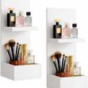 2-Tier White Floating Wall Shelf, 20x8x6 Wall-Mounted Wooden Beside Shelf/Nightstand for Home Décor, Plants, Cosmetics, Bathroom, Kitchen, Bedroom Storage (White with Box)