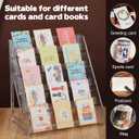 5 Tier Acrylic Card Display Stand(Tall Height), Clear Display Shelf Desktop for Trading Cards, Sports Cards, Greeting Card, Stickers & Brochures, Easy Clip-On Design