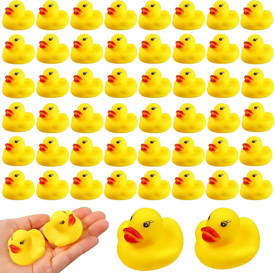 Rubber Ducks Bath Toys 50PCS Mini Ducks Bulk for Kids Baby Shower Decorations Birthday Party Favors Gift Classroom Summer Beach Pool Activity Carnival Game