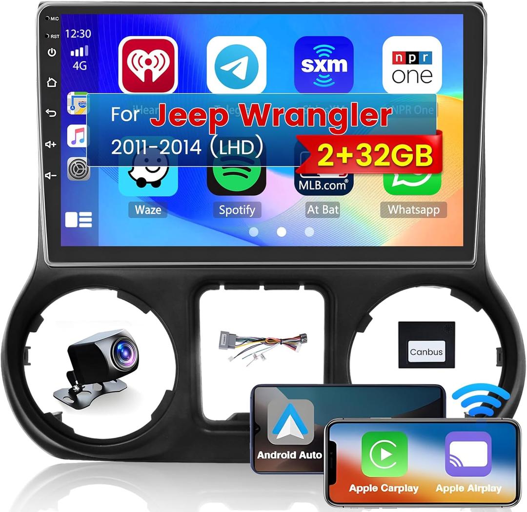 Roinvou [2G+32G] Android 13 Car Stereo for Jeep Wrangler 2011-2014 with Wireless Carplay Android Auto, 10.1" Touch Screen Car Radio Support GPS/WiFi/Bluetooth/26UI/Voice Control/SWC