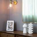 PERMO Industrial Vintage Slope Pole Wall Mount Single Sconce with Funnel Flared Clear Glass Shade Wall Sconce Light Lamp Fixture Hardwired (Antique Gold)