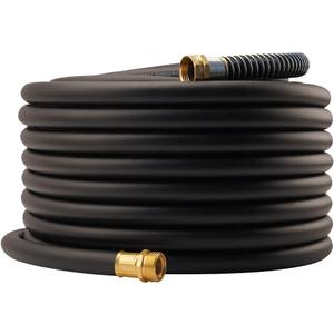 Wiseflow Garden Hose 100FT x 5/8", Heavy Duty Rubber Hose, Water Hose with Five Layered Braiding, Male Female Fittings, 1000PSI Burst, 300PSI Working for Yard, Car Wash, Pets (Black)