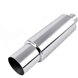 EVIL ENERGY 2.5" Exhaust Muffler, 2.5" Inlet (OD) 4" Outlet Stainless Steel Universal Straight Through N1 Style Exhaust Tip, Deep Tone for Modern Trucks, Muscle Cars & Daily Drivers