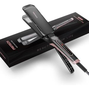 PRITECH Professional Hair Straightener 1.77-inch Wide Plate Titanium Flat Iron, 5 Adjustable Temp(290-450), Frizz-Free Dual Voltage Easy Use and Effortless
