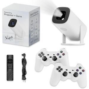 New P30 Retro Game Console with Projector4K HD Portable Projector with 36000+ GamesPlug and Play TV Video Game StickSmart Projector with 2.4g Wireless ControllersAndroid TV 11.0, WiFi