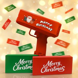 Make it Rain Money Gun Toy Bill Gun Christmas Party Money Gun with Red Green Papers 200 pcs Dispenser Money Shooter Toy for Christmas Xmas Fun for Party New Year Celebration Night Club Surprise Games