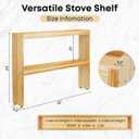 2 Tier Wood Over the Stove Spice Rack, 32.7" Wide Spice Rack Shelf for Stove Top, Kitchen Organizer Stove Spice Top Rack, 23.6" Height Extra Oven Back Sink Countertop, Easy to Assemble