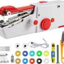 Handheld Sewing Machine, Mini Electric Portable Device for Quick Stitching, Beginners, DIY, Fabrics, Clothes, Home and Travel, White
