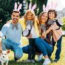 Keymall Easter Wonderland White Rabbit Accessory Kit 5Pcs Bunny Ear Tail Bowtie Round Glasses Bag Props For Easter Halloween