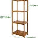 VaeFae Teak Bathroom Shelf, 4-Tier Storage Shelf, Wooden Stand Shelf Organizer for Bathroom, Kitchen, Living Room, Laundry, Garage, 12 x 17.3 x 47.2 inches