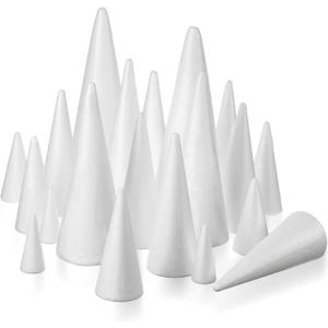 Leelosp 40 Pcs Foam Cones for Crafts, White 6 Size Polystyrene Foam Tree Cones for Valentine's Day DIY Projects Holiday Decorations