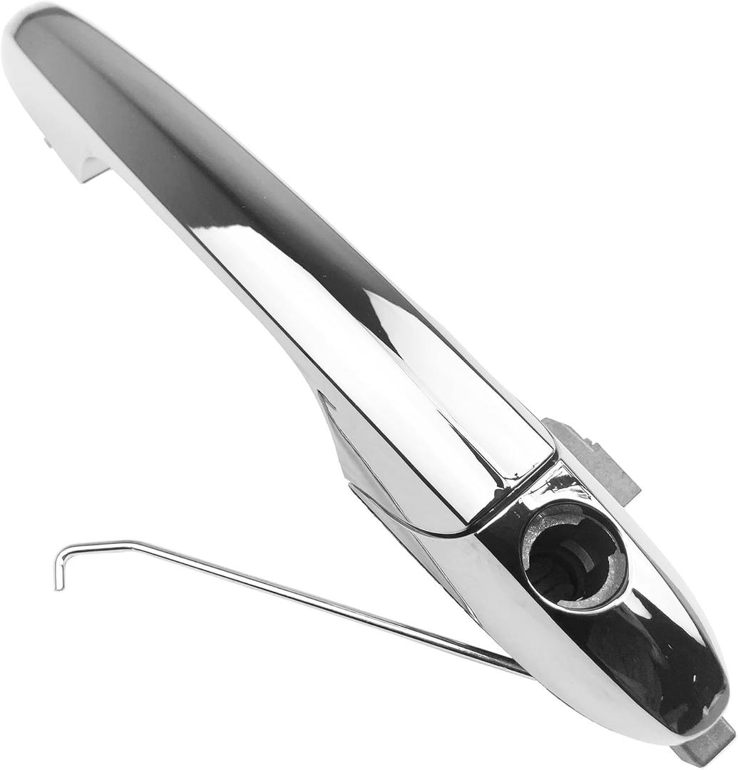 Cheriezing Chrome Exterior Door Handle Compatible with Fiat 500 2012 2013 2014 2015 2016 2017 2018 w/Hole Replace# 68069943AC Left Driver Side