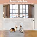 Reinforced 42" Extra Tall x 75" Wide Retractable Gate with Support Rods - Prevent Crawling Under Extra Tall Baby Gate Retractable Dog Gate Indoor Long Dog Gate Outdoor Retractable Pet Gate, White