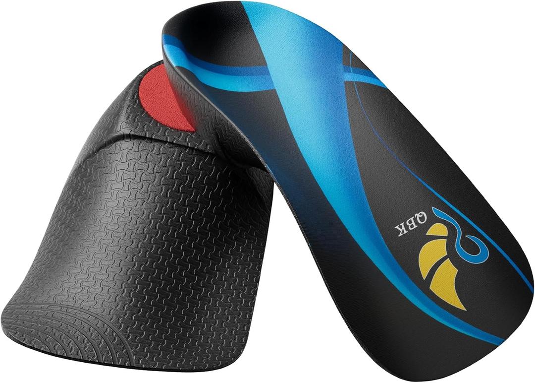 3/4 Arch Support Insoles for Women/Men,QBK Orthotics Shoe Insoles High Arch Supports Shoe Insoles for Plantar Fasciitis, Flat Feet, Over-Pronation,Height Increase Insoles, Heel Cushion InsertsM (Blue)