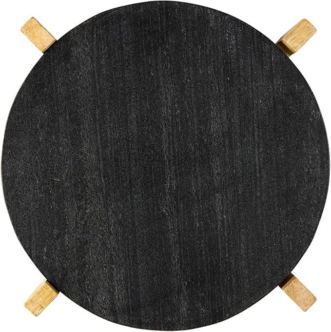 Santa Barbara Design Studio Charcuterie Boards for Cheese, Meat, and Fruit Marble Board on Mango Wood Stand, 12.25" L x 10" W x 2" H, Black