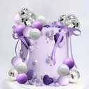 37Pcs Purple Disco Ball Cake Topper Purple Cool Girl Birthday Party Decorations Bows Butterfly Cake Decorations Singer Disco Bachelorette Party Supplies