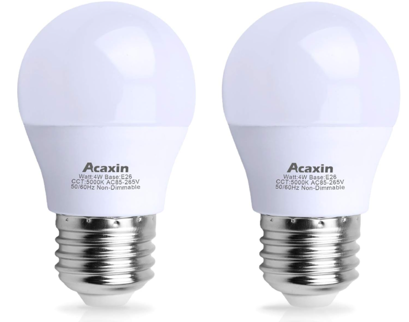 Acaxin LED Refrigerator Light Bulb 4W 40Watt Equivalent, Waterproof Fridge Bulbs Replacement for Frigidaire, Freezer Bulb IP54, 120V E26 Daylight White 5000K 400 Lumen, A15 Appliance Bulb