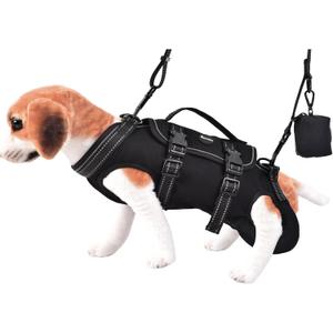Petmolico Dog Carrier Dog Vest Harness Dog Lift Harness Adjustable Dog Leash with Small Puppy Treat Bag(Black, Small)