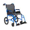 Medline Ultralight Transport Chair, Lightweight Folding Wheelchair with 12 in Rear Wheels, Padded Armrests, Swing Away Footrests, Safety Seat Belt, 300 lb Capacity, Blue, 1 Count