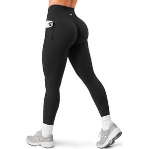 Sogetdo Leggings with Pockets for Women High Waistd No Front Seam Buttery Soft Stretchy Workout Running Gym Yoga Pants, Size XL