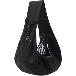 Dog Carrier Sling - Reversible Puppy Carrier Purse with Storage Pocket, Hand-Free Dog Sling Carrier for Carry Small Dogs and Cats, Travel Safety Harness, Dog and Cat Harness (Black)